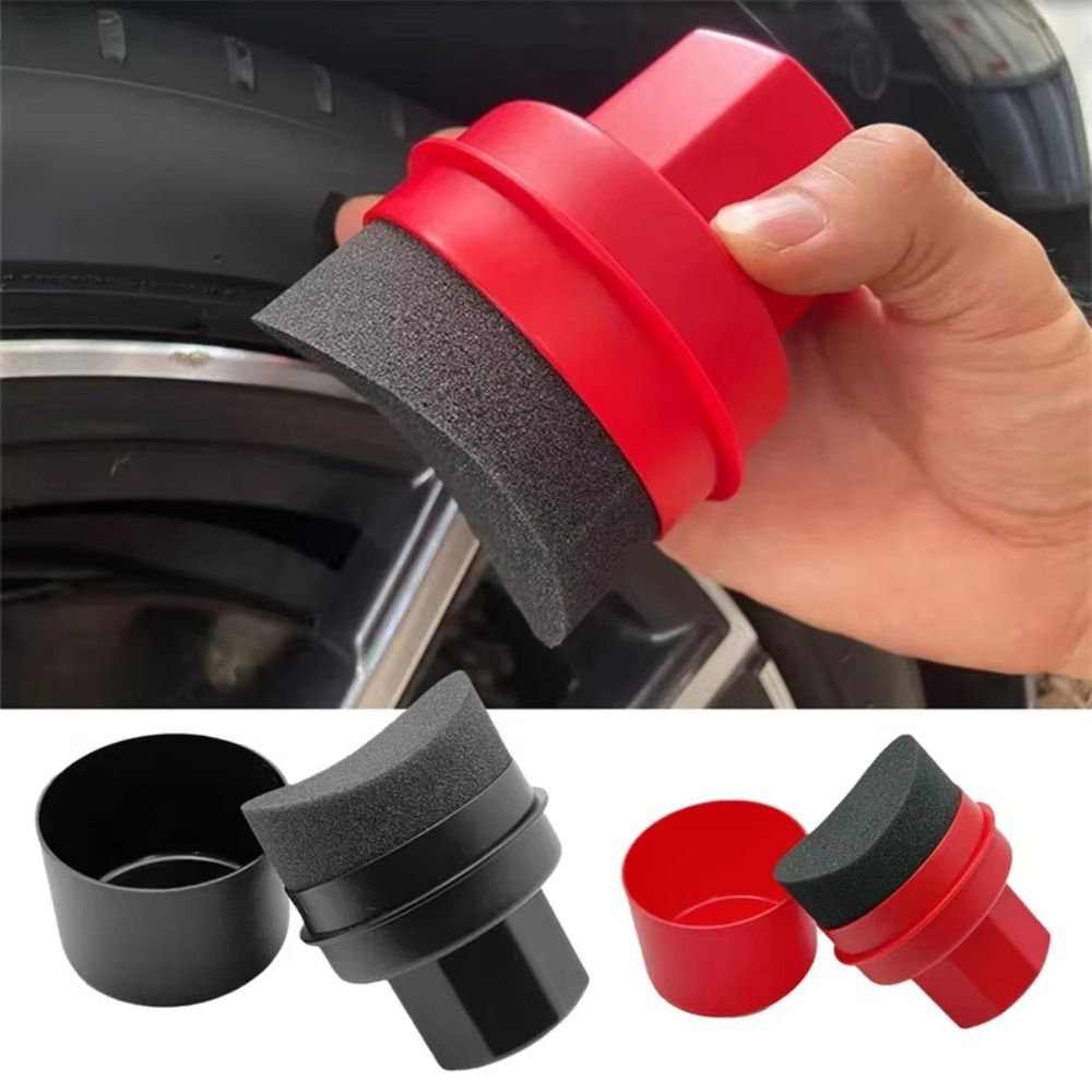 Wax Applicator Pad - Gebogener Reifenpolierschwamm mit Abdeckung, wiederverwendbarer Autoreifen-Wachs-Applikator,
