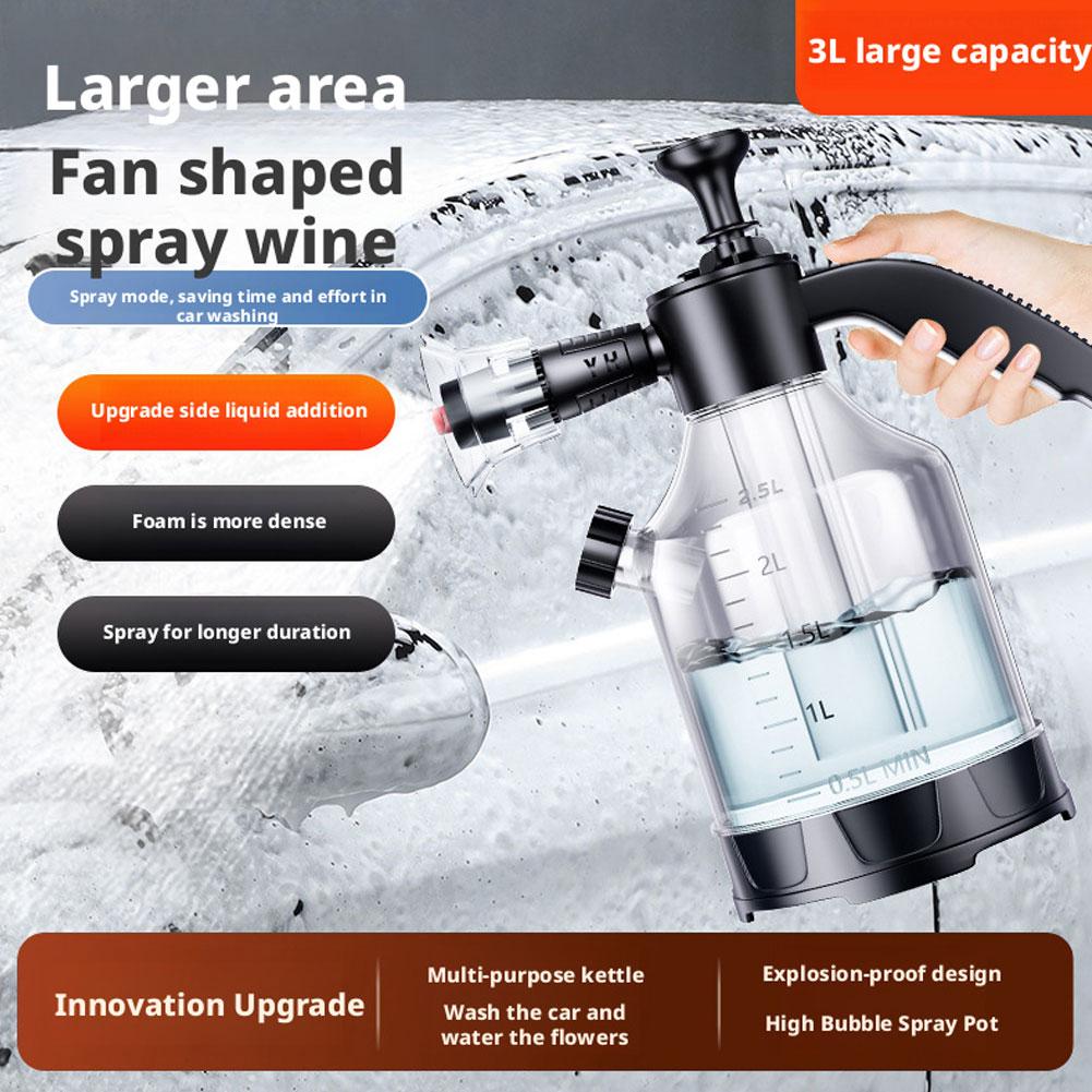 Foam Cannon Car Wash - 3L Handpumpen-Schaumsprüher mit 3 Düsentypen, pneumatische