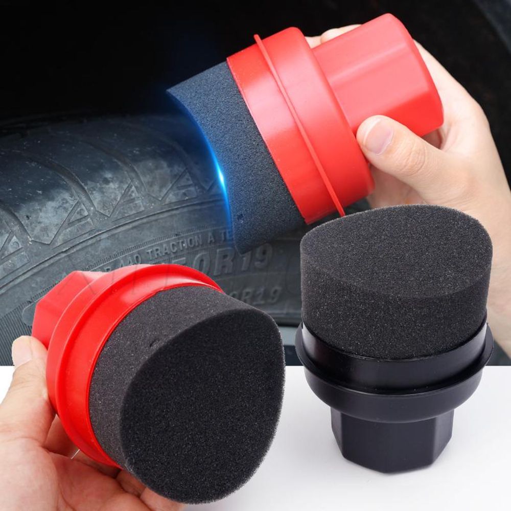 Wax Applicator Pad - Gebogener Reifenpolier-Schwamm mit Abdeckung Wiederverwendbarer Reifenpflege-Applikator