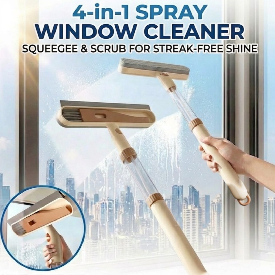 Glass Cleaner Streak - 4-in-1 Fensterreiniger Ausziehbar mit Integriertem Sprüh-,